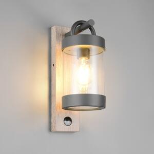 Trio Lighting Vanjska zidna svjetiljka Sambesi, izgled drveta, lijevani aluminij, senzor, Drvo, Aluminij, fenjer