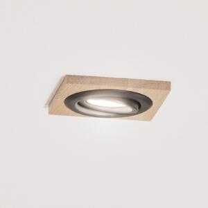 Lamkur Ugradbena stropna svjetiljka Tobby, 10 x cm, set od 3, hrastovo drvo, GU10, prigušiva, Drvo, Dnevni boravak/blagovaonica, Drvo, Četvrtasta ugradna svjetla