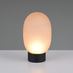 Trio Lighting LED stolna lampa na baterije Facette, jantarna, USB, staklo, prigušiva, Smeđa / hrđa, Dnevni boravak/blagovaonica, Staklo
