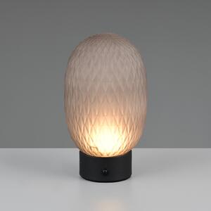 Trio Lighting LED stolna lampa na baterije Facette, dimno siva, USB, staklo, prigušiva, Sivo, Dnevni boravak/blagovaonica, Staklo