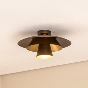 Luminex Plato stropna svjetiljka, titan/zlatna, metal, Ø 38 cm, E27, prigušiva, Sivo, Dnevni boravak/blagovaonica, Metal