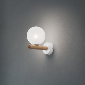 TK Lighting Zidna svjetiljka Estera, bijela/boja drveta, staklo, G9, prigušiva, Bijela, Dnevni boravak/blagovaonica, Staklo