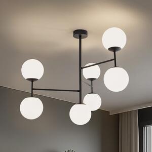 Domiluce Korek stropna lampa, crno/bijela, staklo, 75 cm, 7 žarulja, E14, prigušiva, Bijela, Dnevni boravak/blagovaonica, Staklo