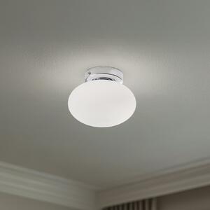 Domiluce Stropna svjetiljka Ufo, krom/bijela, Ø 18 cm, staklo, G9, prigušiva, Bijela, Dnevni boravak/blagovaonica, Metal