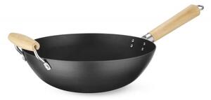 Wok s drvenom ručkom, Ugljični čelik, 324x565mm