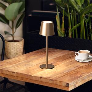 FH Lighting LED stolna lampa na baterije Roxi, boja kave, metalna, IP54, prigušivač, prigušiva, Smeđa / hrđa, Dnevni boravak/blagovaonica, Metal
