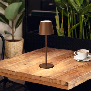 FH Lighting LED stolna lampa na baterije Roxi, boja hrđe, metalna, IP54, prigušivač, prigušiva, Smeđa / hrđa, Dnevni boravak/blagovaonica, Metal
