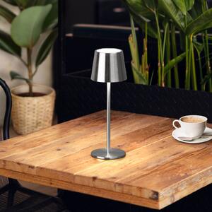 FH Lighting LED stolna lampa na baterije Roxi, boja nikla, metalna, IP54, s prigušivačem, prigušiva, Metalik, Dnevni boravak/blagovaonica, Metal