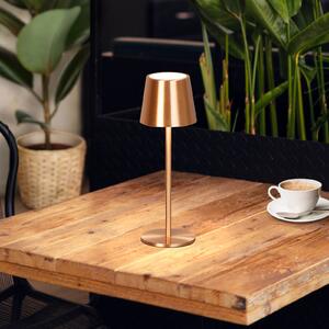 FH Lighting LED stolna lampa na baterije Roxi, bakrena boja, metalna, IP54, s prigušivačem, prigušiva, Bakar, Dnevni boravak/blagovaonica, Metal