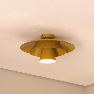 Luminex Stropna svjetiljka Plato, žuta boja senfa, metalna, Ø 38 cm, E27, prigušiva, Žuta, Dnevni boravak/blagovaonica, Metal