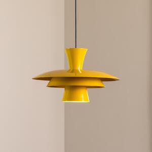 Luminex Viseća svjetiljka Plato, žuta boja senfa, metal, Ø 38 cm, E27, prigušiva, Žuta, Dnevni boravak/blagovaonica, Metal