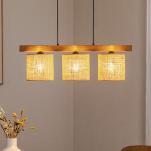 Duolla Viseća lampa Forest, svijetlo drvo/crna, prirodna juta, 3 žarulje., prigušiva, Bež, Dnevni boravak/blagovaonica