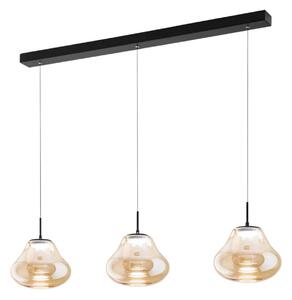Fabas Luce Deva LED viseća svjetiljka, 3 žarulje, 115 cm, jantarna, CCT, prigušljiva, prigušiva, Bež, Dnevni boravak/blagovaonica, Staklo
