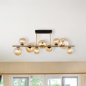 Globo Stropna svjetiljka Riha, duljina 87 cm, boja jantara/mesinga, 9 žarulja., Bež, Dnevni boravak/blagovaonica, Staklo
