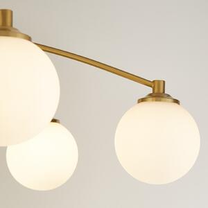 Searchlight Stropna svjetiljka Feylinn, bijela/mesingana, staklo, Ø 75 cm, 6 žarulja., prigušiva, Bijela, Dnevni boravak/blagovaonica, Staklo