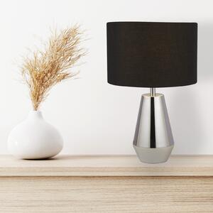Searchlight Stolna lampa Laynie, siva/crna, metal/tekstil, 24 cm, E14, Metalik, Dnevni boravak/blagovaonica, Tkanina / tekstil