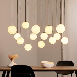 Nowodvorski Lighting Viseća lampa SNOWBALL, opalno staklo/crna, 100 x 34 cm, 14 G9, prigušiva, Bijela, Dnevni boravak/blagovaonica, Staklo
