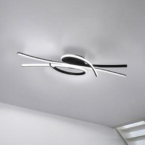 FISCHER & HONSEL LED stropna svjetiljka Biba, crna, duljina 100 cm, metalna, CCT, prigušiva, Crno, Dnevni boravak/blagovaonica, Metal