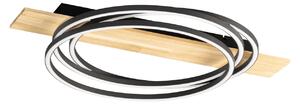 FISCHER & HONSEL LED stropna svjetiljka Marit, duljina 76 cm, pješčano crna, metal/drvo, prigušiva, Crno, Dnevni boravak/blagovaonica, Metal
