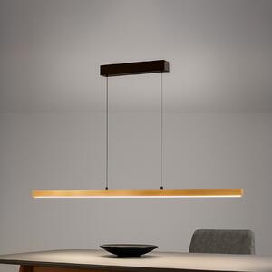 FISCHER & HONSEL LED viseća svjetiljka Shine-Wood, duljina 141 cm, hrast/crni CCT, prigušiva, Drvo, Dnevni boravak/blagovaonica, Drvo