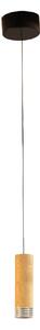 FISCHER & HONSEL LED viseća svjetiljka Shine-Wood, Ø 13 cm hrast/crno drvo/akril, prigušiva, Drvo, Dnevni boravak/blagovaonica, Drvo