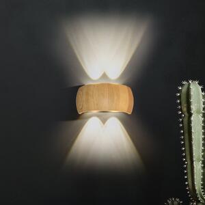 FISCHER & HONSEL LED zidna lampa Shine-Wood, širina 20 cm, hrast/crna, 4 žarulje., Drvo, Dnevni boravak/blagovaonica, Drvo