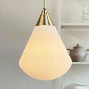Dyberg Larsen viseća lampa Balon, Ø 33 cm bijela/boja mesinga, prigušiva, Bijela, Dnevni boravak/blagovaonica, Staklo