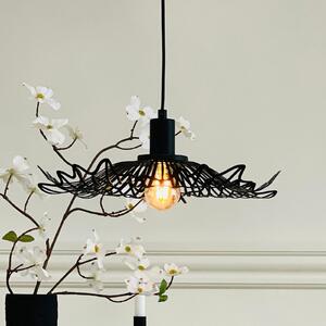 Dyberg Larsen Flora viseća lampa, mat crna, Ø 40 cm, metal, prigušiva, Crno, Dnevni boravak/blagovaonica, Metal