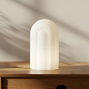 Lucande LED stolna lampa Lunja, bijela, staklo, 30 cm, CCT, prigušiva, Bijela, Dnevni boravak/blagovaonica, Staklo