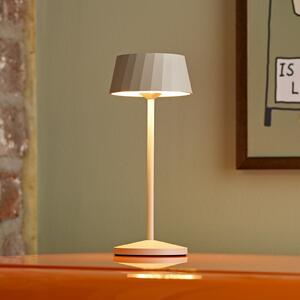 Sigor LED stolna lampa na baterije Facetta, bež, 22 cm, metalna, CCT IP44, prigušiva, Bež, Dnevni boravak/blagovaonica, Aluminij