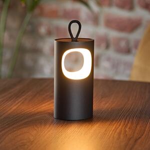 Sigor LED stolna lampa na baterije Lunari, crna, 16 cm, metalna, CCT IP44, prigušiva, Crno, Dnevni boravak/blagovaonica, Aluminij