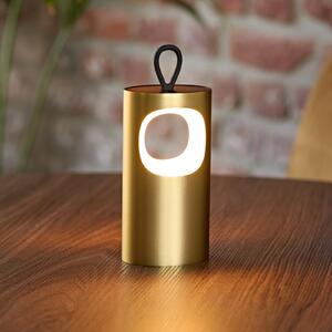 Sigor LED stolna lampa na baterije Lunari, zlatna 16 cm metalna CCT IP44, prigušiva, Zlato / mjed, Dnevni boravak/blagovaonica, Aluminij