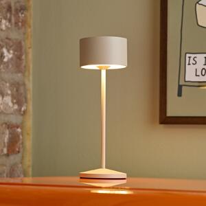 Sigor LED stolna lampa na baterije Veluna, bež, visina 25 cm, IP44, prigušena CCT, prigušiva, Bež, Dnevni boravak/blagovaonica, Aluminij