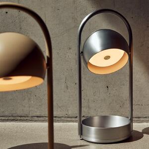 FRANDSEN LED punjiva stolna lampa Ball Portable, pješčano siva, čelik, prigušiva, Sivo, Dnevni boravak/blagovaonica, Metal