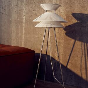 FRANDSEN podna lampa Kiku, metal, lan, bijela, visina 90 cm, Bijela, Dnevni boravak/blagovaonica, Tkanina / tekstil