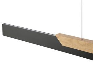Brilliant Arcus LED viseća lampa, crna/smeđa, duljina 121 cm, metal/drvo, prigušiva, Crno, Dnevni boravak/blagovaonica, Metal