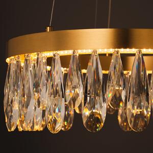 Brilliant Celestia LED viseća lampa, Ø 40 cm, boja mesinga, kristal, prigušiva, Zlato / mjed, Dnevni boravak/blagovaonica, Metal