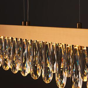 Brilliant Celestia LED viseća lampa, duljina 110 cm, kristal boje mesinga, prigušiva, Zlato / mjed, Dnevni boravak/blagovaonica, Metal