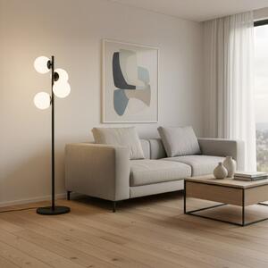 Opviq Faze podna lampa, crna, staklo, visina 130 cm, 4 žarulje, E27, Crno, Dnevni boravak/blagovaonica, Staklo