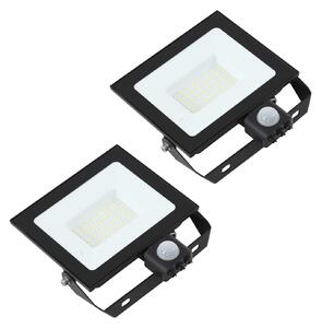 PRIOS Prios LED vanjski reflektor Maikel, 50 W, metalni, senzor, set od 2 komada, Crno, Aluminij