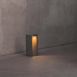 FARO BARCELONA LED postolje Grot, 2700K, siva, beton, IP55, visina 40 cm, Sivo, Beton
