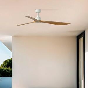 FARO BARCELONA Outwood stropni ventilator, smeđi, DC, tihi, Ø 150 cm, IP44, Drvo, Dnevni boravak/blagovaonica, Plastika