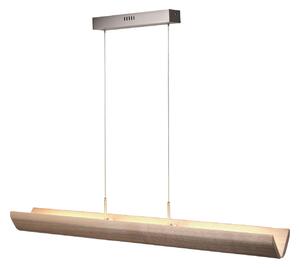 Brilliant Monterra LED viseća lampa, duljina 132 cm, smeđa, drvo, prigušiva, Drvo, Dnevni boravak/blagovaonica, Drvo