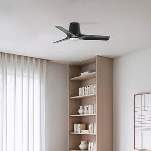 FARO BARCELONA LED stropni ventilator Hey, crni, DC, tihi, Ø 90 cm, CCT, prigušiva, Crno, Dnevni boravak/blagovaonica, Plastika
