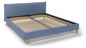 Plavi tapecirani bračni krevet s podnicom 160x200 cm Tina - Ropez