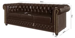 Tamno smeđa sofa od imitacije kože 203 cm York - Ropez