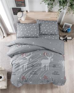 Siva pamučna posteljina za krevet za jednu osobu 140x200 cm Merry – Mijolnir
