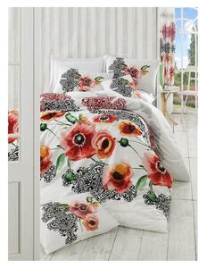 Crveno-bijela pamučna posteljina za krevet za jednu osobu 140x200 cm Merve – Mijolnir