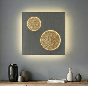 Lucande Delin LED zidna lampa, siva/zlatna, 55 x cm, stepenasto zatamnjivanje, prigušiva, Sivo, Dnevni boravak/blagovaonica, Metal