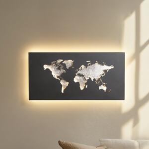 Lucande LED zidna svjetiljka World, antracit/srebrna, 60 cm x 30, Crno, Dnevni boravak/blagovaonica, Metal